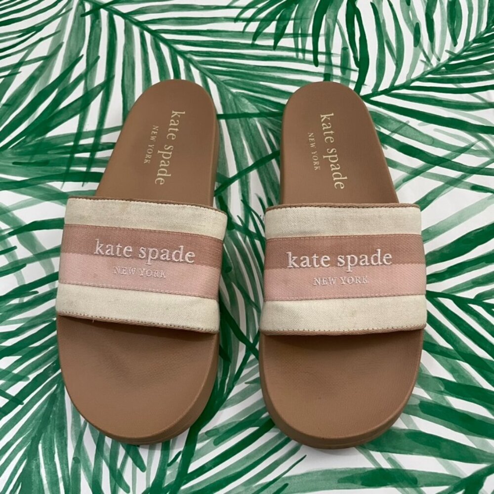Kate Spade New York Buttercup Blush Pink Pool Slides Women's Size 11